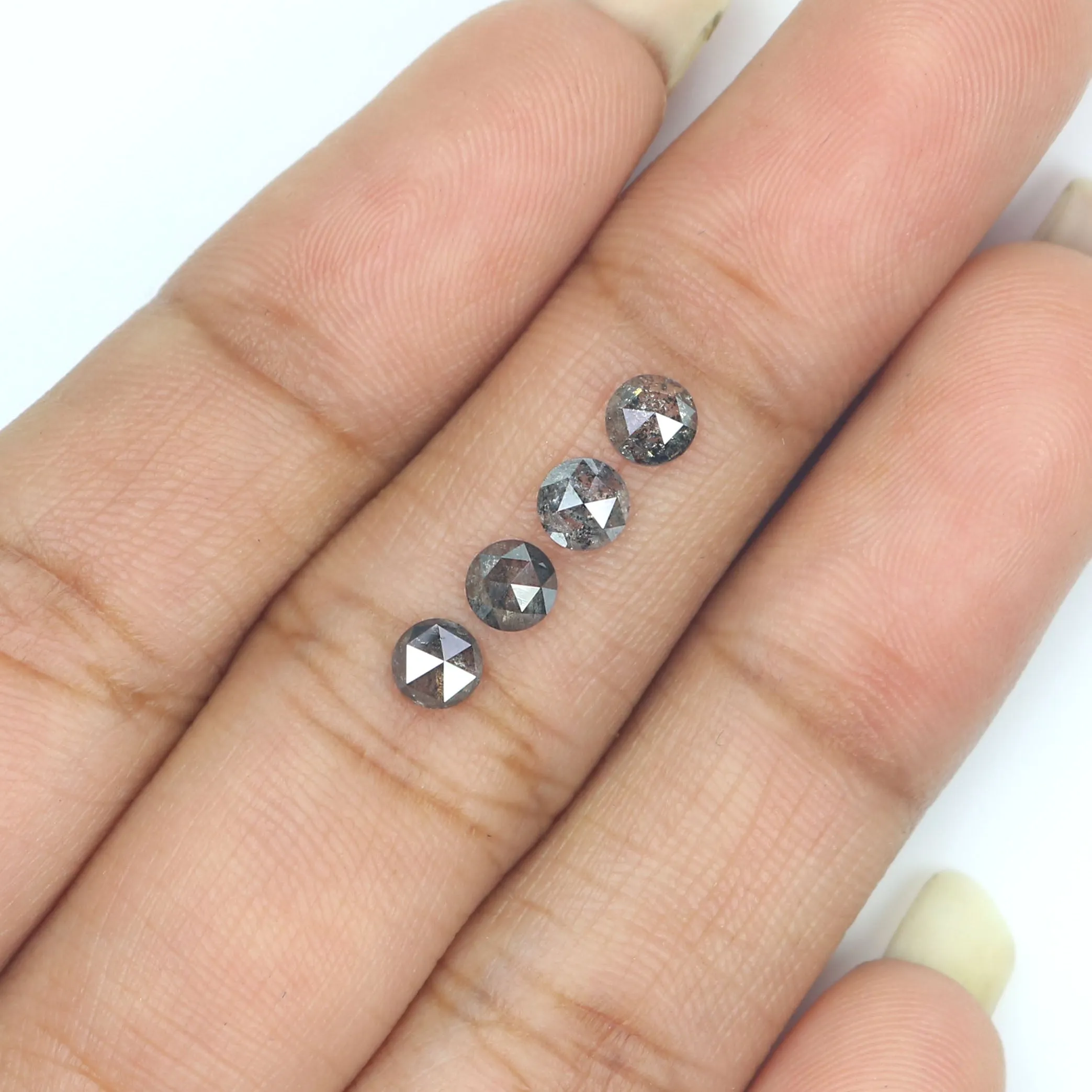 Natural Loose Rose Cut Salt And Pepper Diamond Black Grey Color 1.04 CT 3.91 MM Rose Cut Shape Diamond KR2548