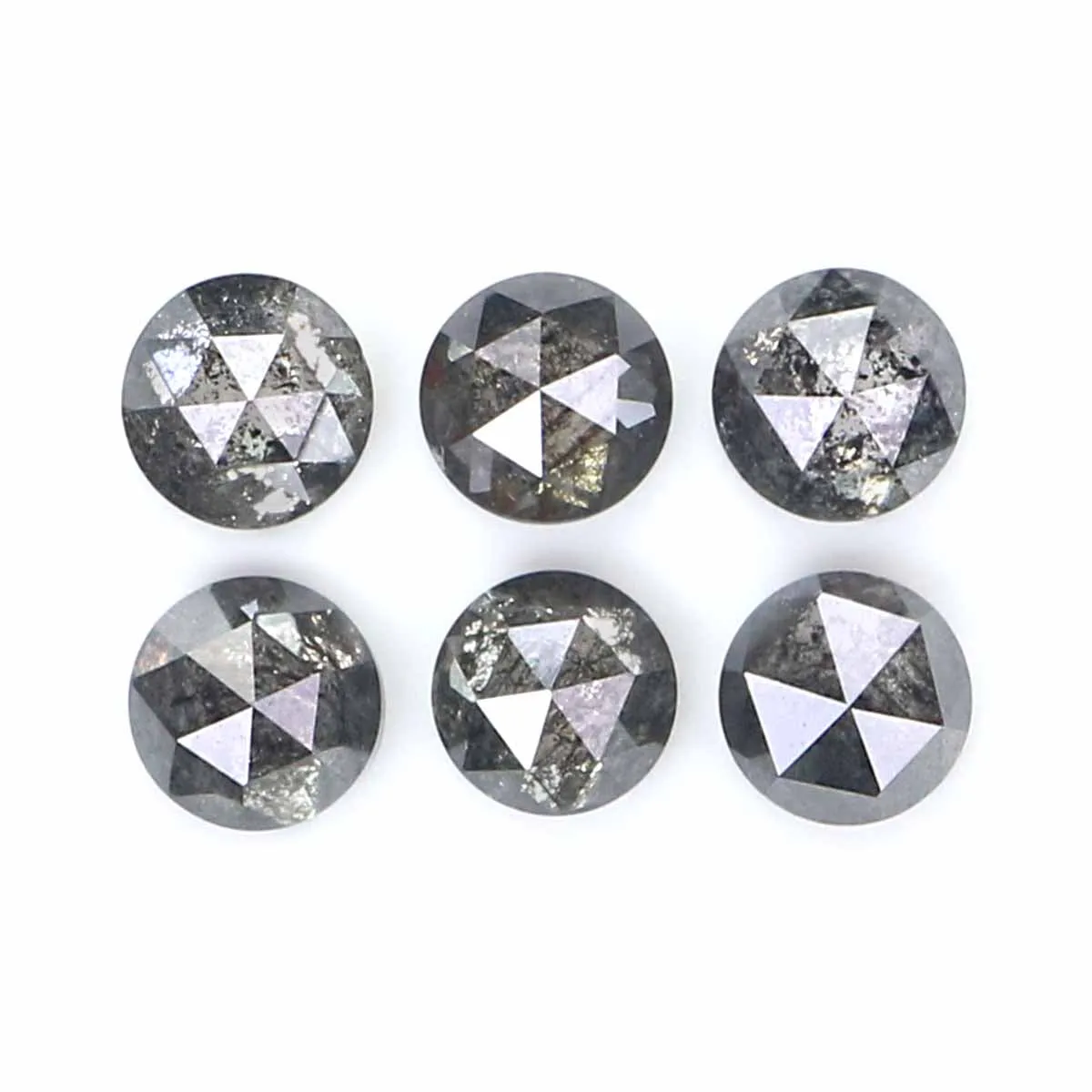 Natural Loose Rose Cut Salt And Pepper Diamond Black Grey Color 1.41 CT 3.45 MM Rose Cut Shape Diamond KDK2547