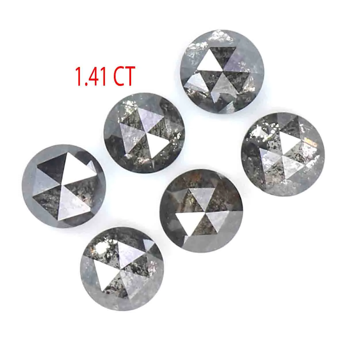 Natural Loose Rose Cut Salt And Pepper Diamond Black Grey Color 1.41 CT 3.45 MM Rose Cut Shape Diamond KDK2547