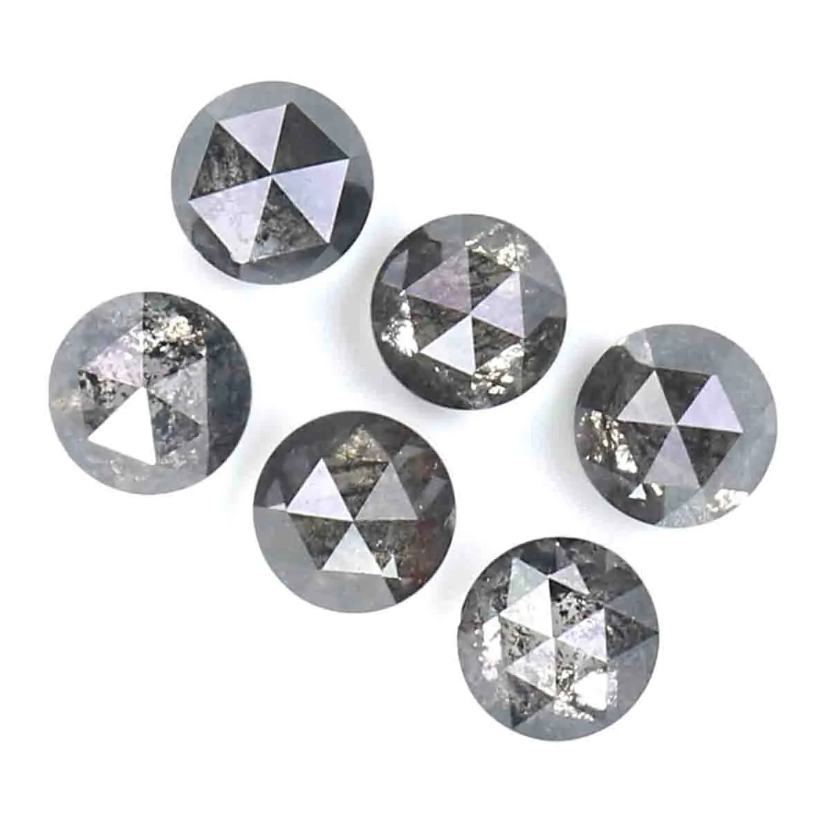 Natural Loose Rose Cut Salt And Pepper Diamond Black Grey Color 1.41 CT 3.45 MM Rose Cut Shape Diamond KDK2547