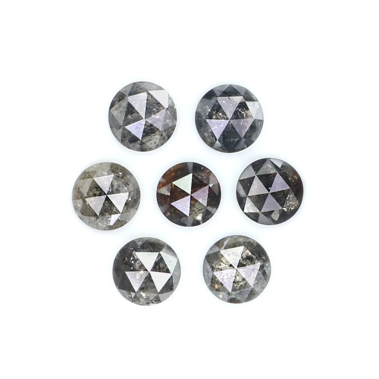 Natural Loose Round Rose Cut Salt And Pepper Diamond Black Grey Color 1.86 CT 3.64 MM Rose Cut Shape Diamond L2383