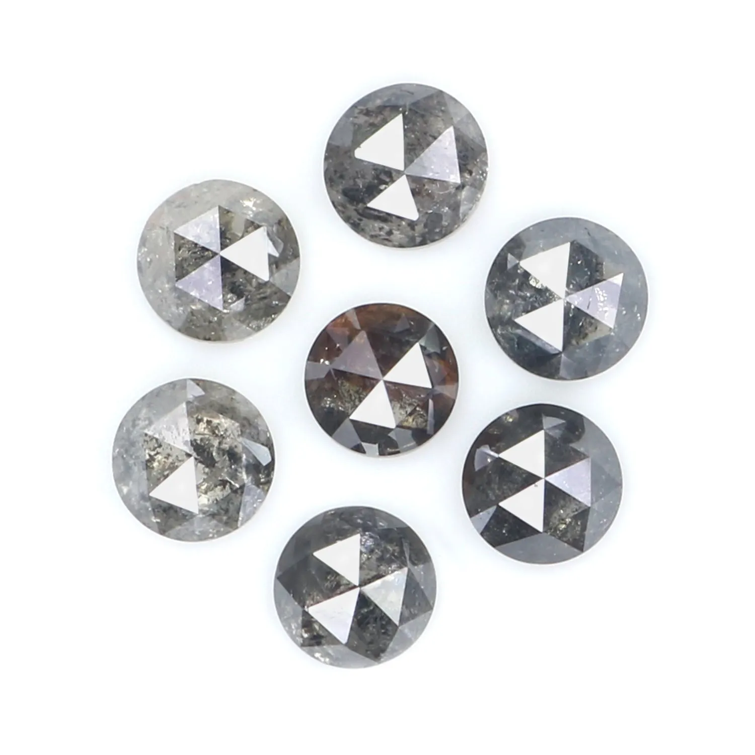 Natural Loose Round Rose Cut Salt And Pepper Diamond Black Grey Color 1.86 CT 3.64 MM Rose Cut Shape Diamond L2383