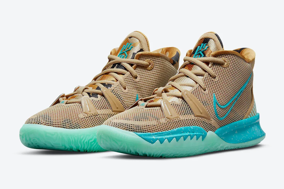 Nike Zoom Kyrie 7 GS Ripple Grain Tropical Twist Fauna Brown Aquamarine CT4080-207