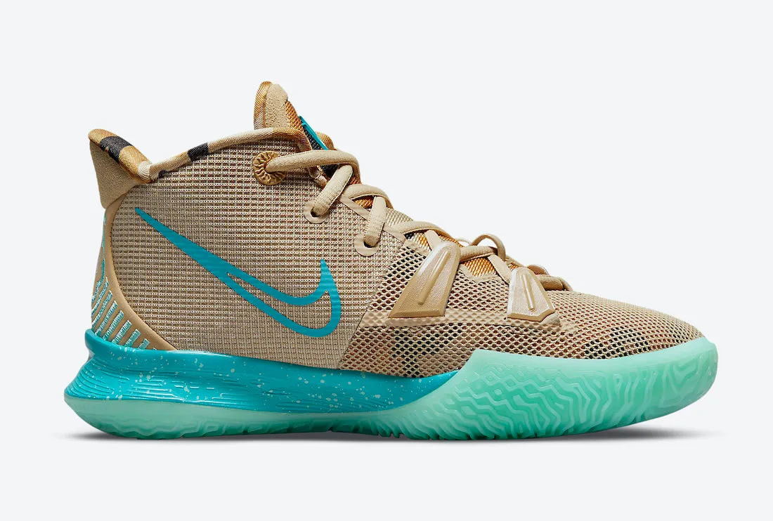 Nike Zoom Kyrie 7 GS Ripple Grain Tropical Twist Fauna Brown Aquamarine CT4080-207