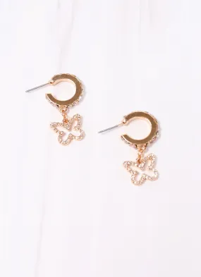 Oleson CZ Butterfly Hoop Earring GOLD