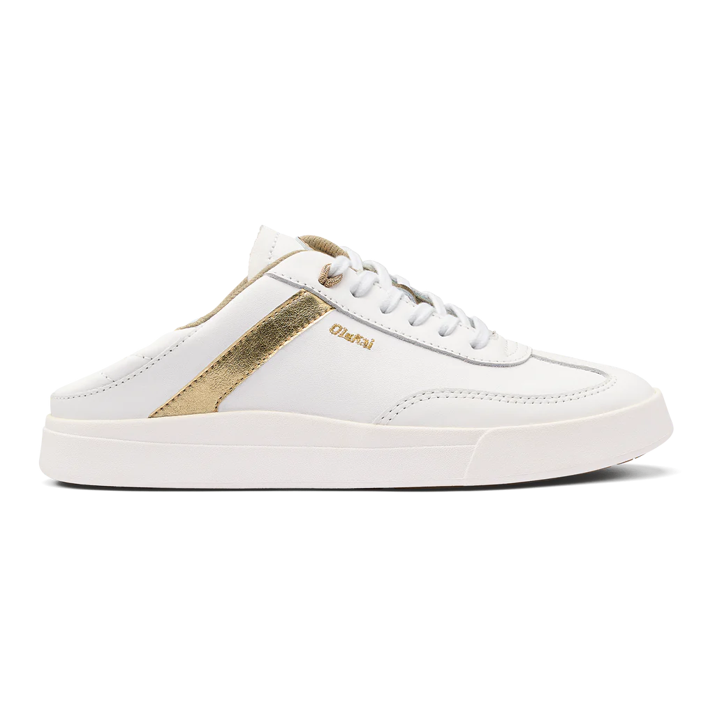 Olukai Women’s Ha’upu Leather Sneakers-White/Gold