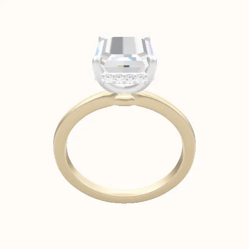 Open Solitaire Engagement Ring With Low Set Pave  Hidden Halo Head