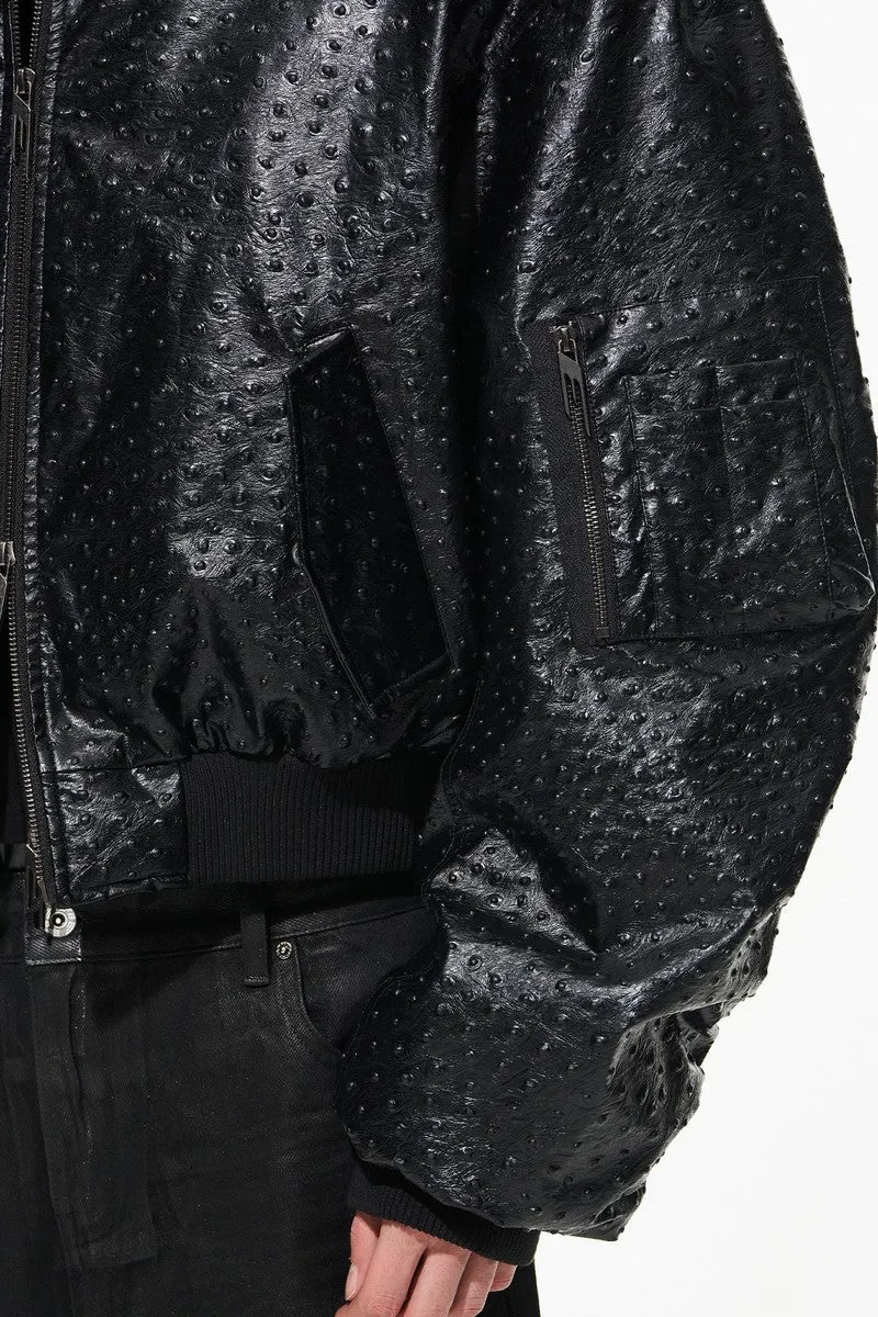 Ostrich Pattern Layered Hoodie Jacket