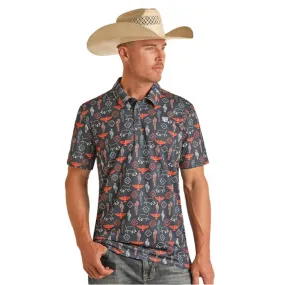 Panhandle Men's Navy Southwest Print Polo