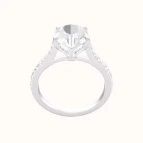 Pave Cathedral Engagement Ring With Low Set Pave  Hidden Halo Head