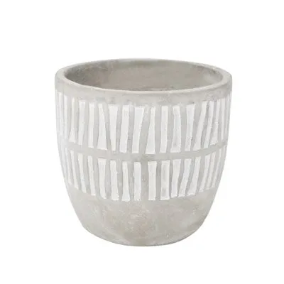 Planter Pot Grey/White Stripes