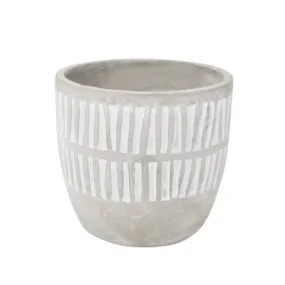 Planter Pot Grey/White Stripes