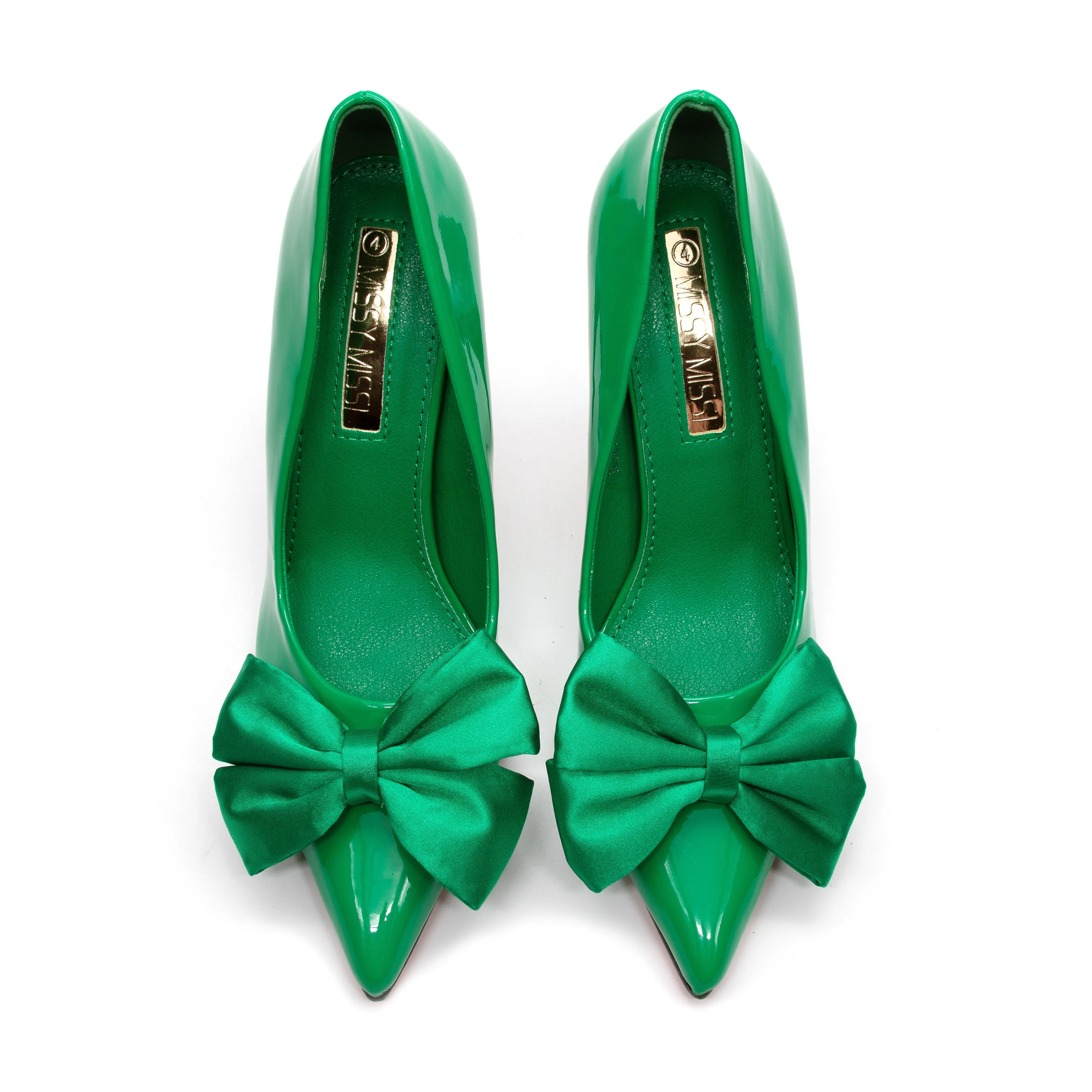 Pointed Toe Bow Knot Glossy High Heel