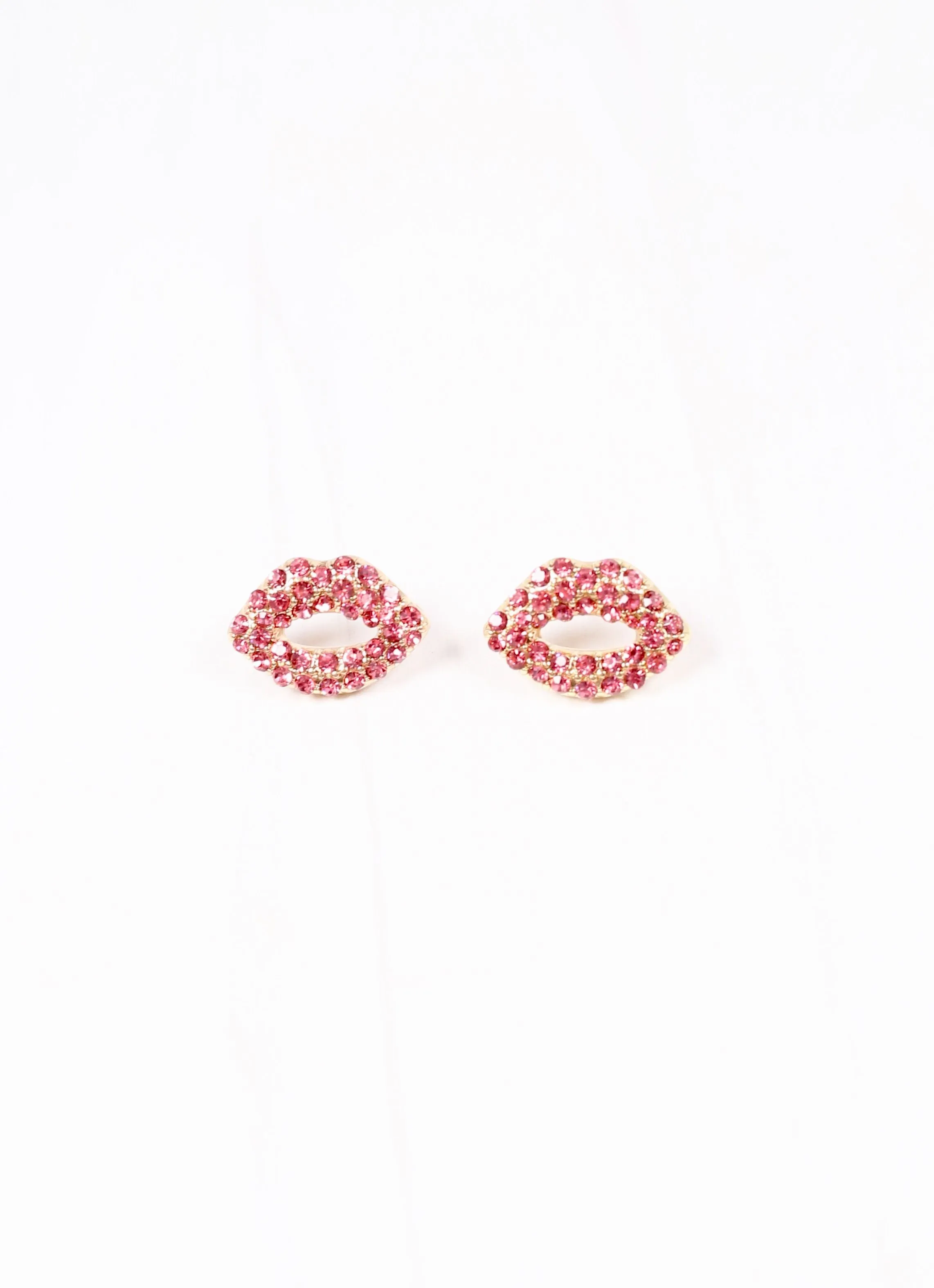 Pucker Up CZ Lips Earring PINK