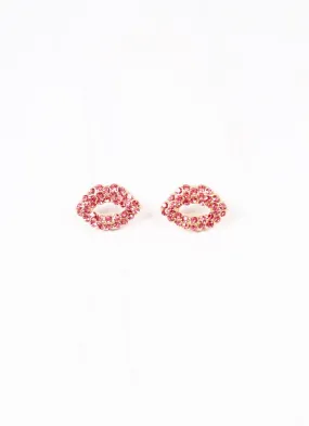 Pucker Up CZ Lips Earring PINK