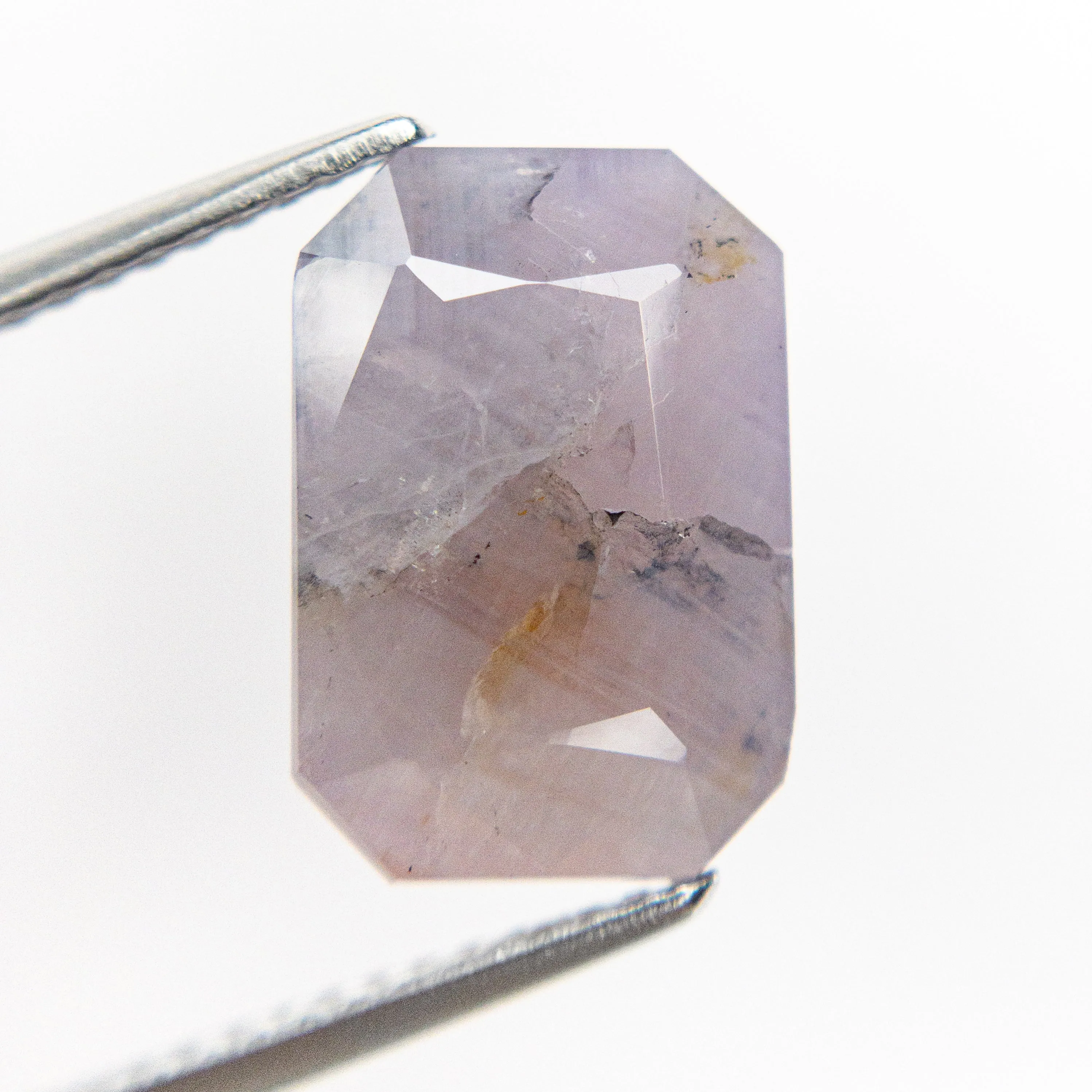 Purple Grey Step Cut Sapphire - 6.28ct Cut Corner Rectangle