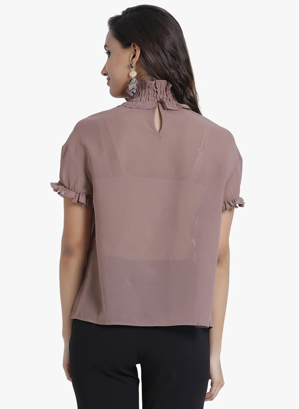 Ruffled High Neck Top