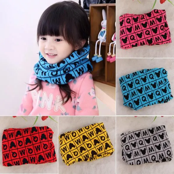 Scarf Kid Girls Snood Scarf Neckerchief Wool Knit Warmer Children Snow Scarves SM6