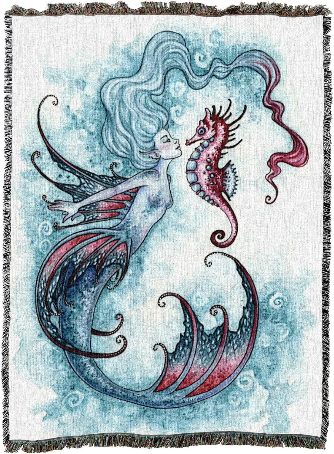 Sea Horse Mermaid Crush Tapestry Blanket