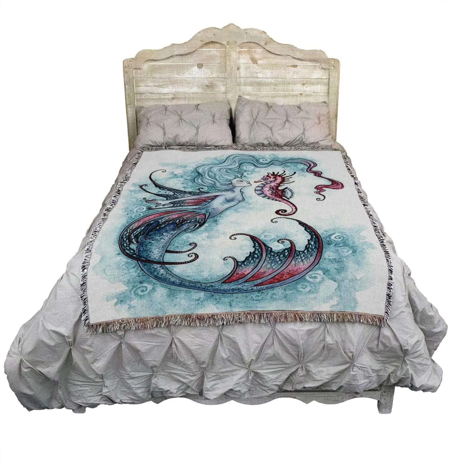 Sea Horse Mermaid Crush Tapestry Blanket