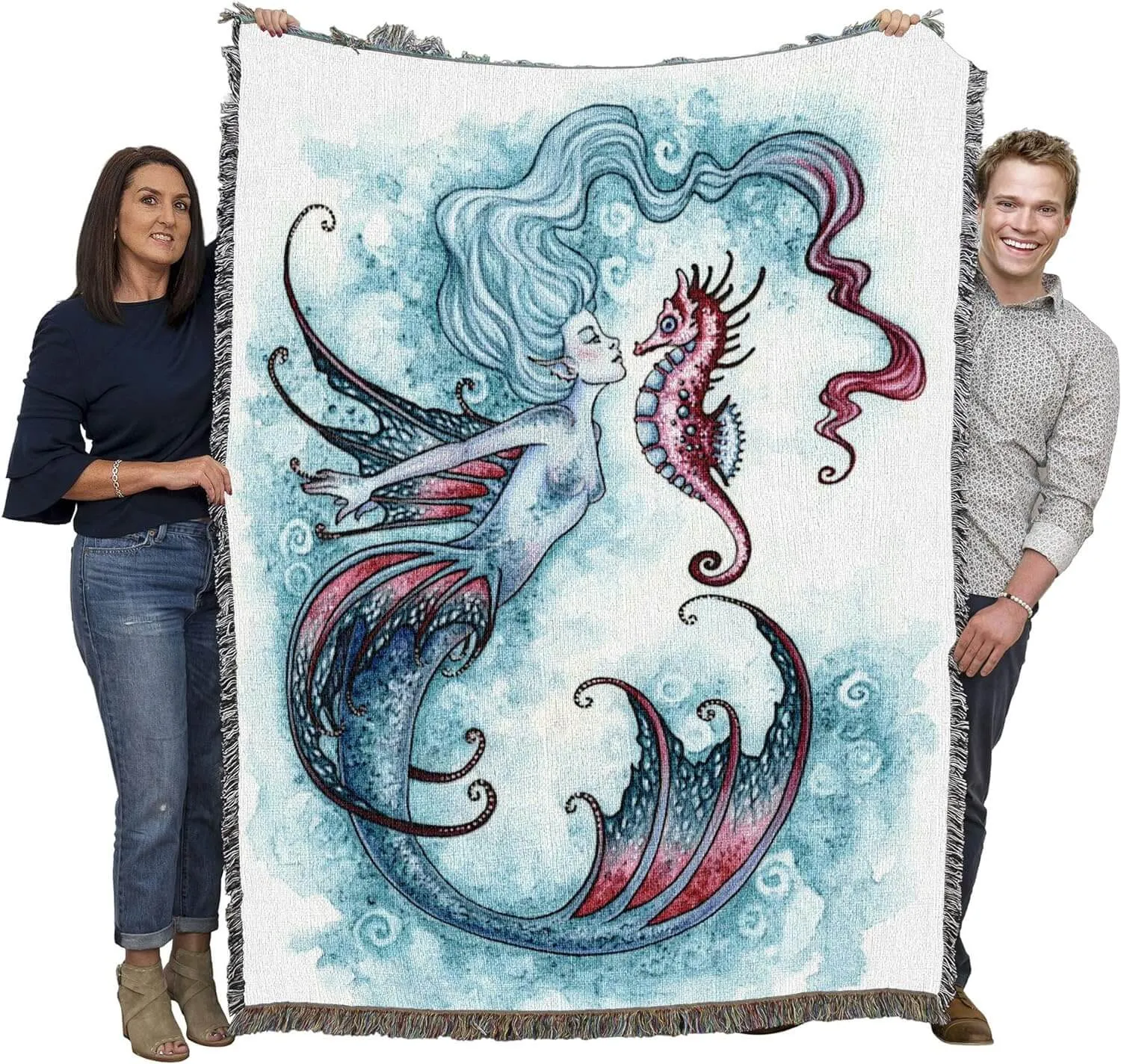 Sea Horse Mermaid Crush Tapestry Blanket