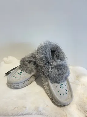 Slipper fur trim, beaded L07