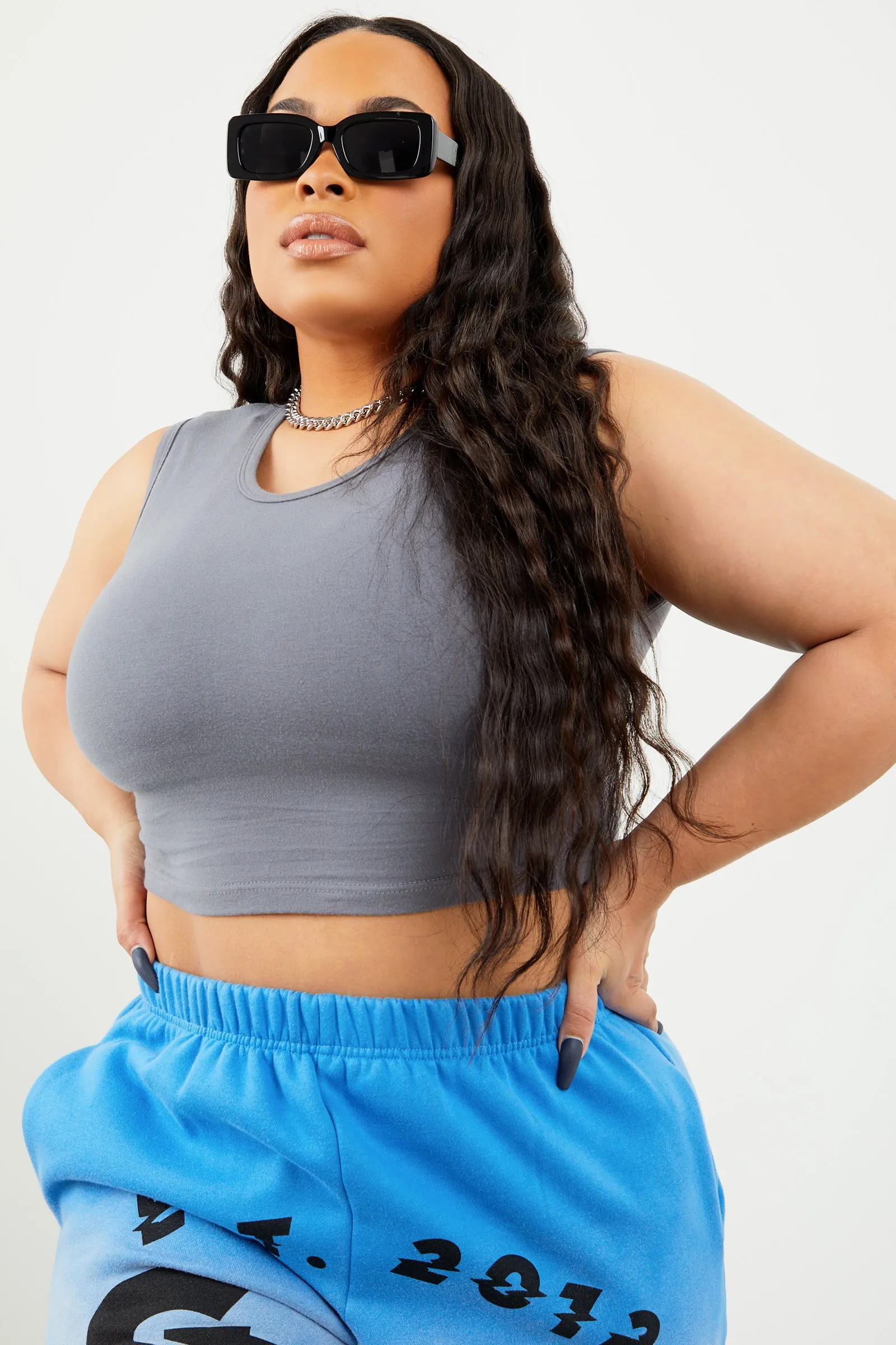 Sorella Shape Grey Sleeveless Crop Top