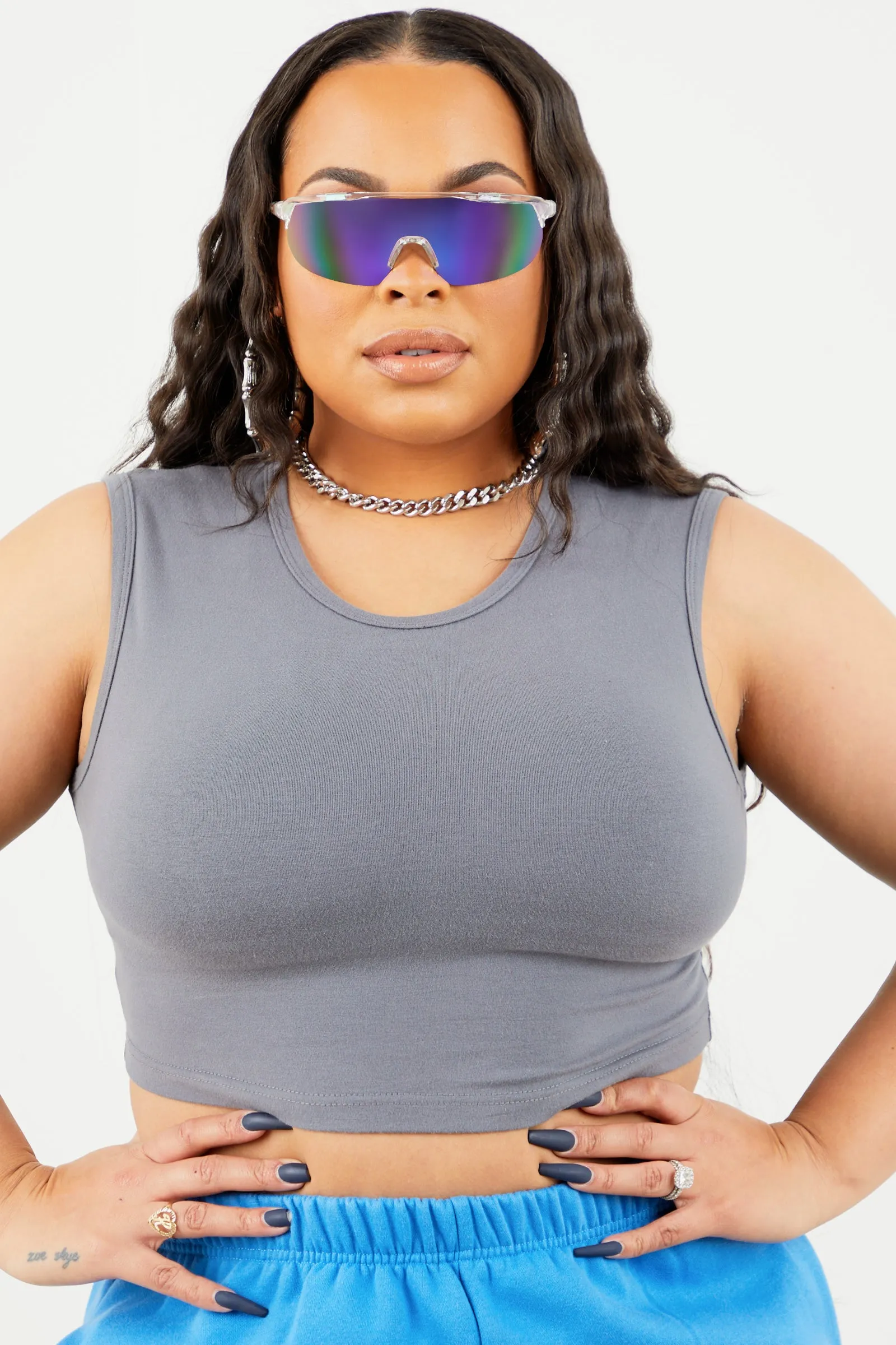 Sorella Shape Grey Sleeveless Crop Top