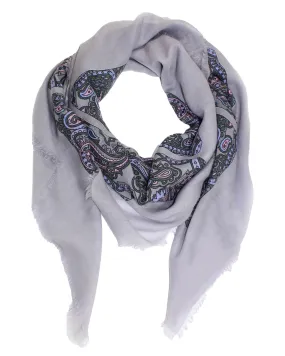 Stefano Ricci Scarf Gray Paisley - Extra Large Square Shawl