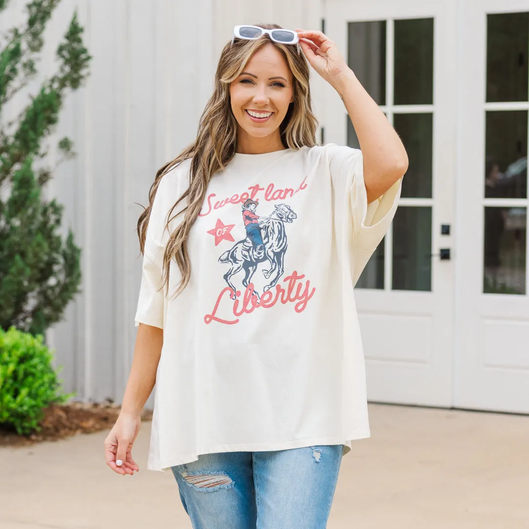 Sweet Land Of Liberty Boyfriend Tee, Ivory