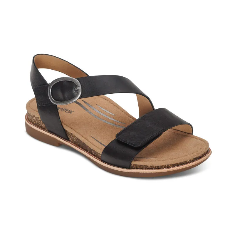  Tamara Adjustable Low Heel Sandal in Black  