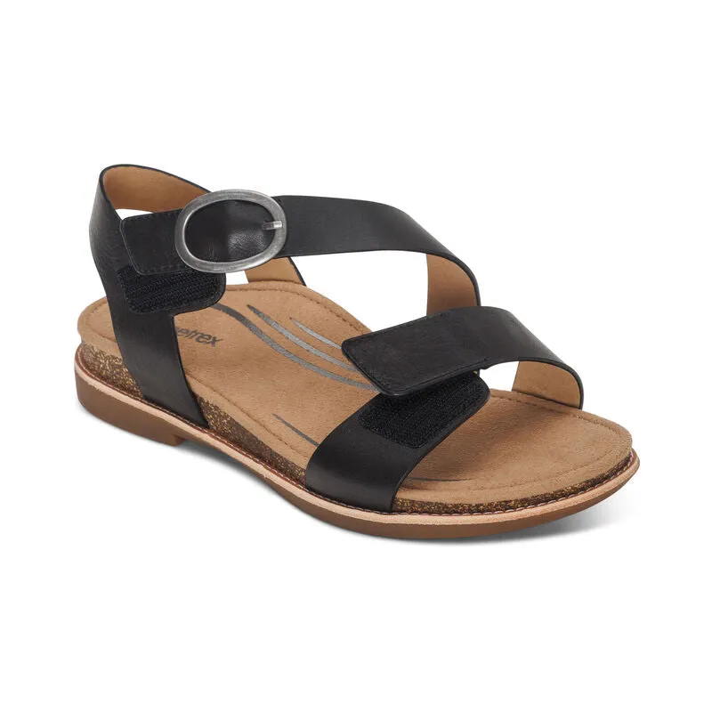  Tamara Adjustable Low Heel Sandal in Black  