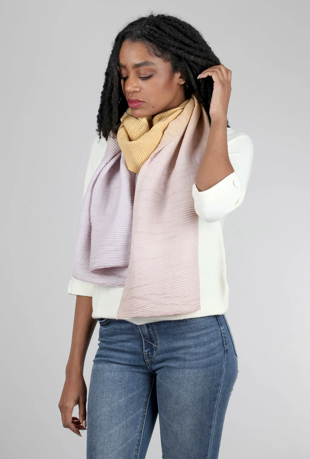 Toasty Fun Ombre Scarf, Mustard/Beige