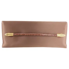 Tom Ford Brown Satin Snake Design Long Clutch Bag