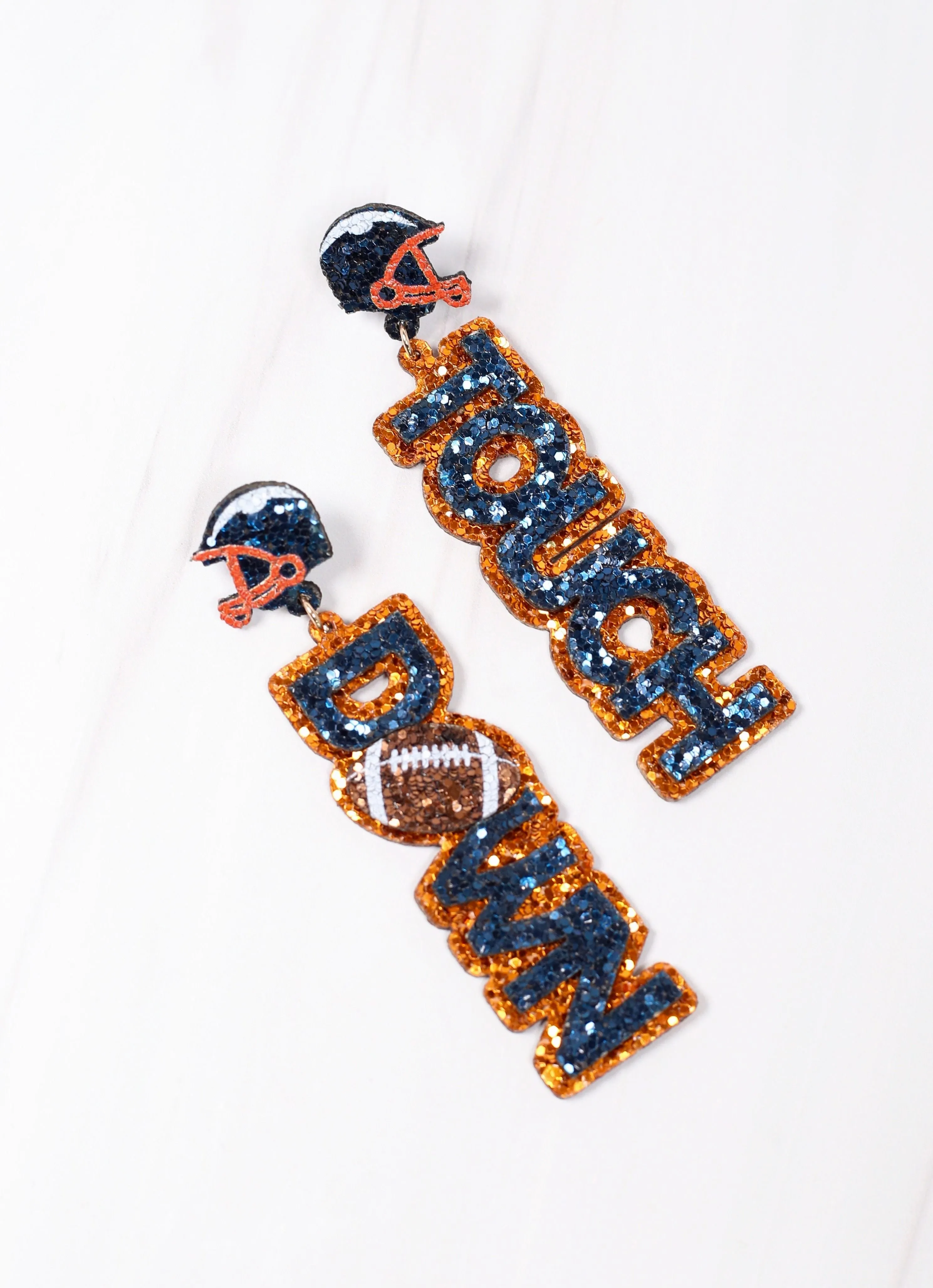 Touchdown Glitter Earring NAVY ORANGE