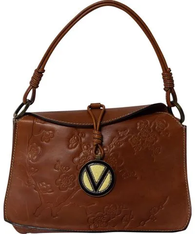 Valentino Garavani Flower Embossed Hobo Bag in Brown Leather