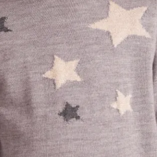 Wild & Gorgeous Grey Merino Wool Jumper With Stars