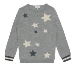 Wild & Gorgeous Grey Merino Wool Jumper With Stars