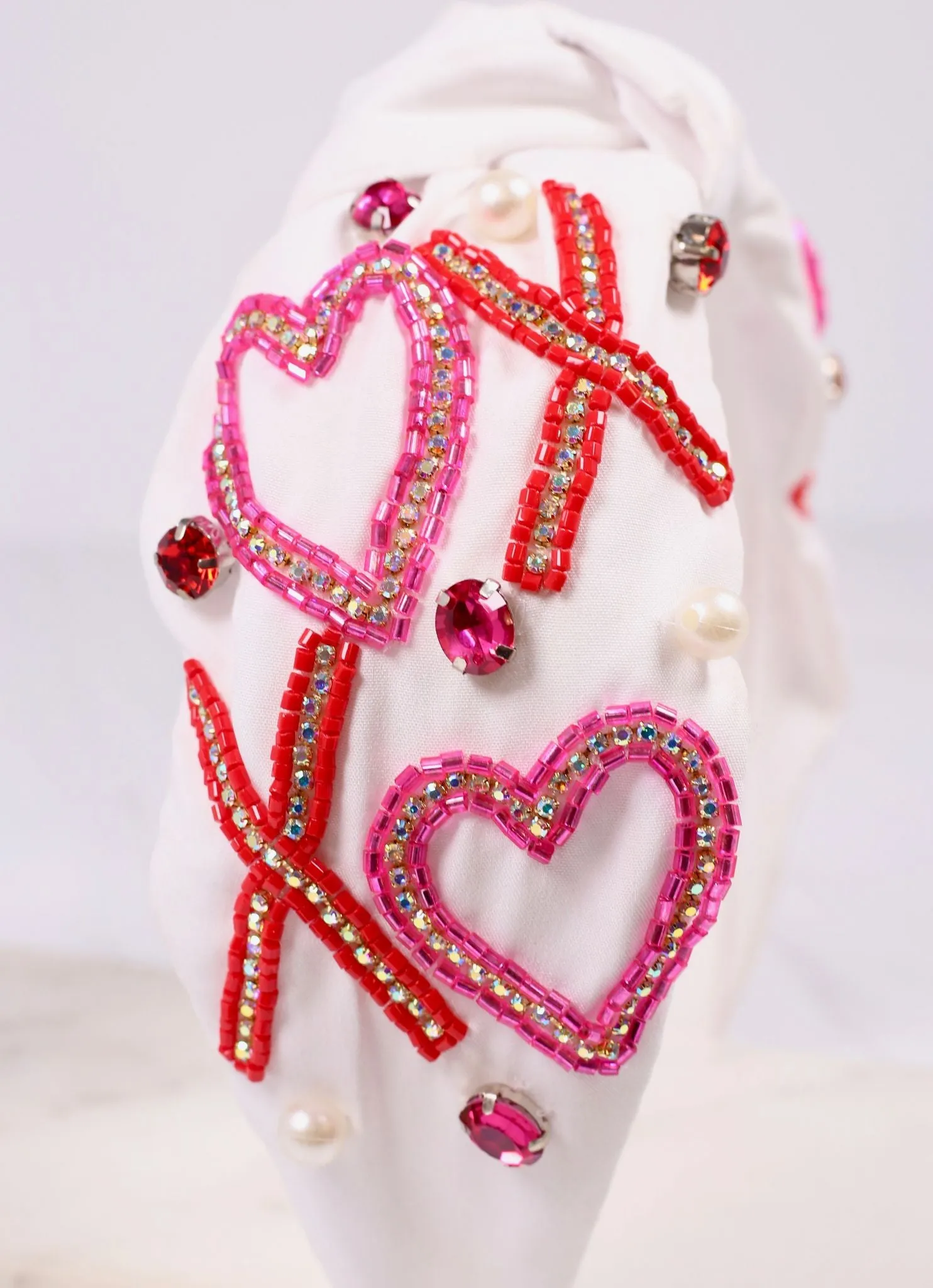 XOXO Embellished Heart Headband WHITE